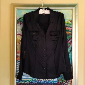 WHBM Black Silk top